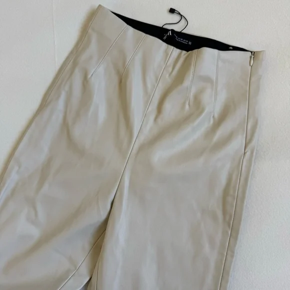 Zara Cream Faux Leather Pants - Picture 6 of 8